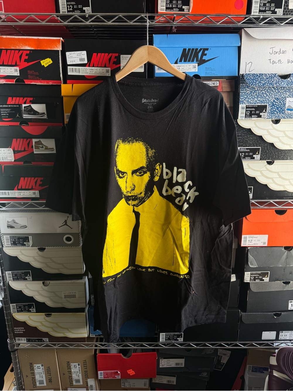 Black Graphic Tee with Yellow Print - Men's Shirt black bear